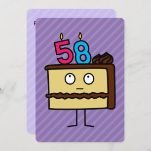 Invitación Pastel de cumpleaños número 58 con velas