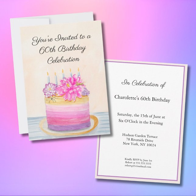Invitación Pastel de cumpleaños número 60 con Dalia e Insecto (Subido por el creador)
