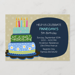 Invitación Pastel de cumpleaños para niño cumpleaños