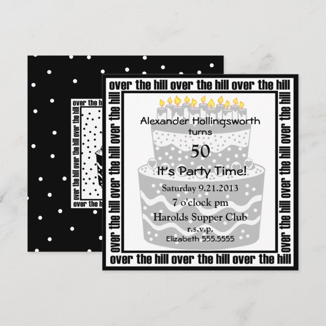 Invitación Pastel de Cumpleaños Sobre El Fiesta De La Colina (Anverso / Reverso)