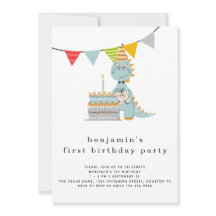 Pastel de Dinosaurio Cute Primer Cumpleaños