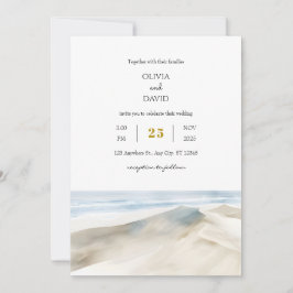 Invitación Pastel de dunas de arena blanca boda playera