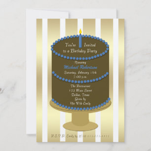Invitación Pastel de fiesta de cumpleaños para adultos con ac