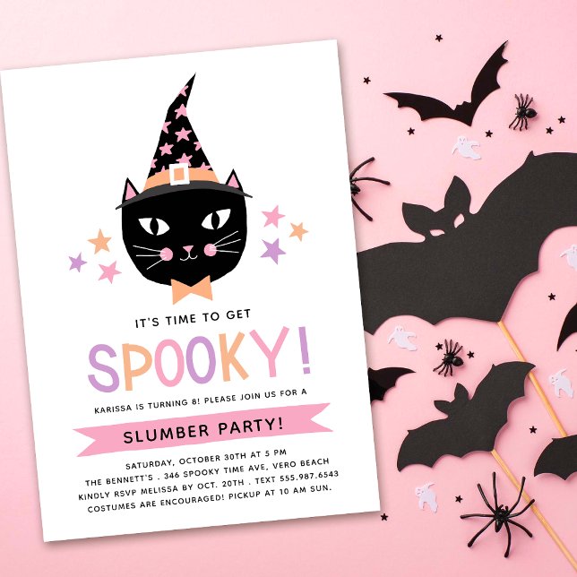 Invitación Pastel de gato negro lindo Fiesta de madrugada de  (Subido por el creador)