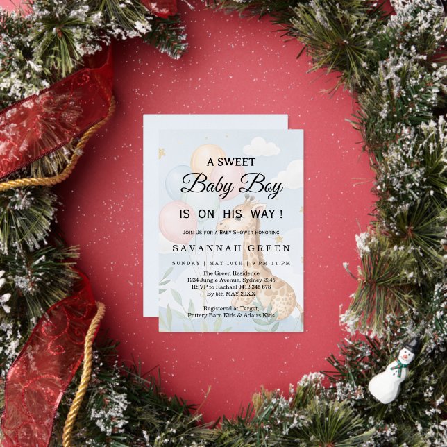 Invitación Pastel de Girafa en Acuarela para Baby  (in situ)