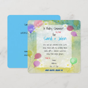 Invitación Pastel de globos Baby Shower por Mail Watercolor