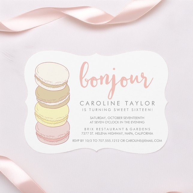 Invitación Pastel de Macarons Franceses Dulce Dieciséis (Subido por el creador)