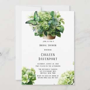 Invitación Pastel de mariposa de Hydrangea Verde Ducha de nov