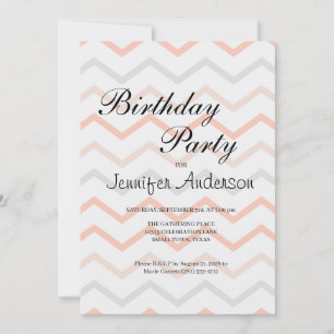 Invitación Pastel de Melocotón y Gris en Zig Zag