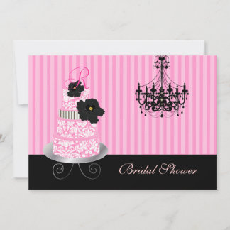 Invitación Pastel de monograma de PixDezines, ducha de novia