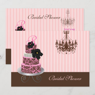 Invitación Pastel de monograma de PixDezines, ducha de novia