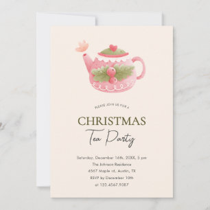 Invitación Pastel de Navidades verdes rosados Fiesta de té