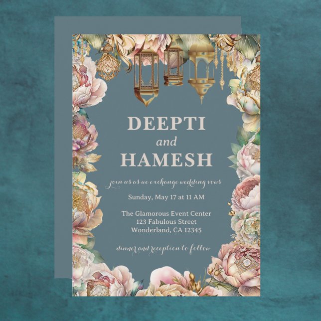 Invitación Pastel de Noches Árabes Mehndi de la India del Oro (Subido por el creador)