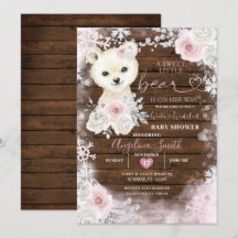 Pastel de oso de madera Baby Shower de copo de nie