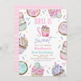 Invitación Pastel de pastel Fiesta de tercer cumpleaños es ta