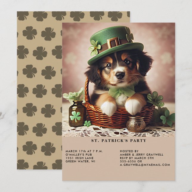 Invitación Pastel de pastor australiano en el Día de San Patr (Anverso / Reverso)