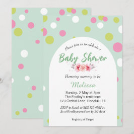 Invitación Pastel de polka da una ducha de bebé