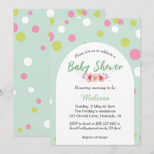 Invitación Pastel de polka da una ducha de bebé