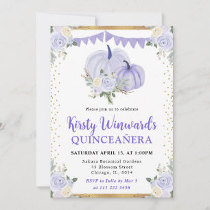 Invitación Pastel de Quinceañera de Otoño Floral Púrpura de C