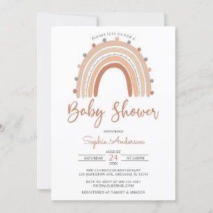 Invitación Pastel de tonos mutados boho arcoiris Baby Shower 