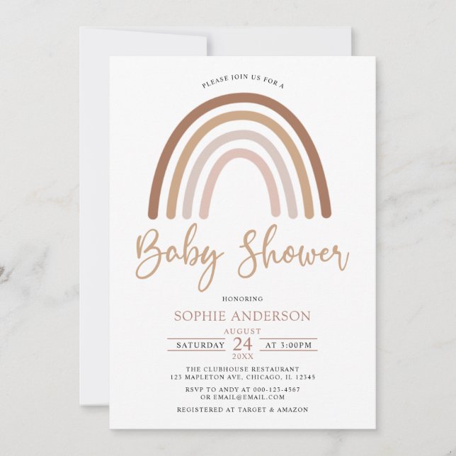 Invitación Pastel de tonos mutados Boho Rainbow Baby Shower (Anverso)