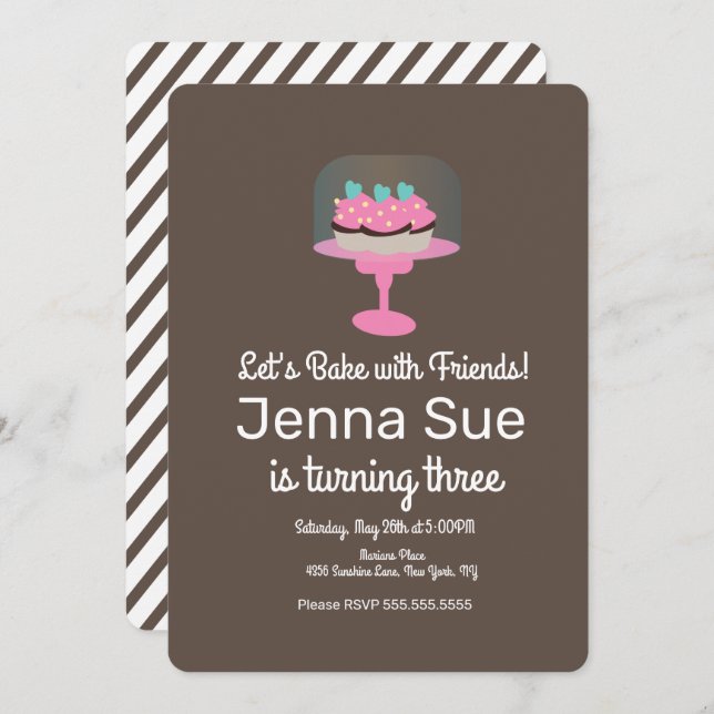 Invitación Pastel de torta batida tercera base de pasteles Fi (Anverso / Reverso)