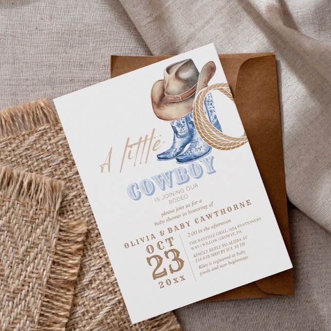 Invitación Pastel de Vaquero Pastel de Baby Shower Occidental (Subido por el creador)
