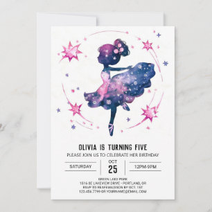 Invitación Pastel Digital Ballerina Cumpleaños