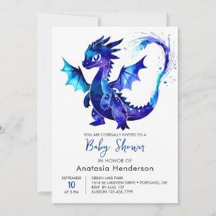 Invitación Pastel Digital Dragon Boy Baby Shower