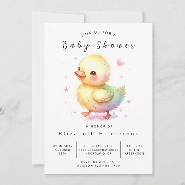 Invitación Pastel Digital Duck Baby Shower (Anverso)