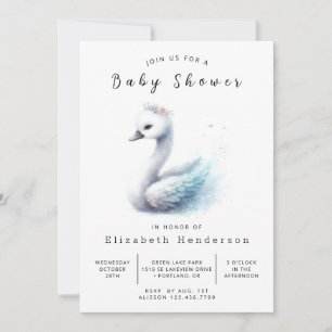 Invitación Pastel Digital Swan Baby Shower
