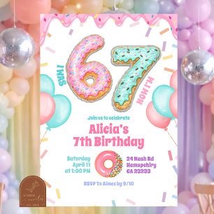 Invitación Pastel Donut 67 Chica Fiesta de cumpleaños