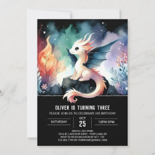 Invitación Pastel Dreamy Dragon Birthday