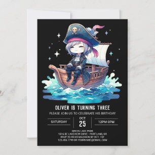 Invitación Pastel Dreamy Pirate Cumpleaños