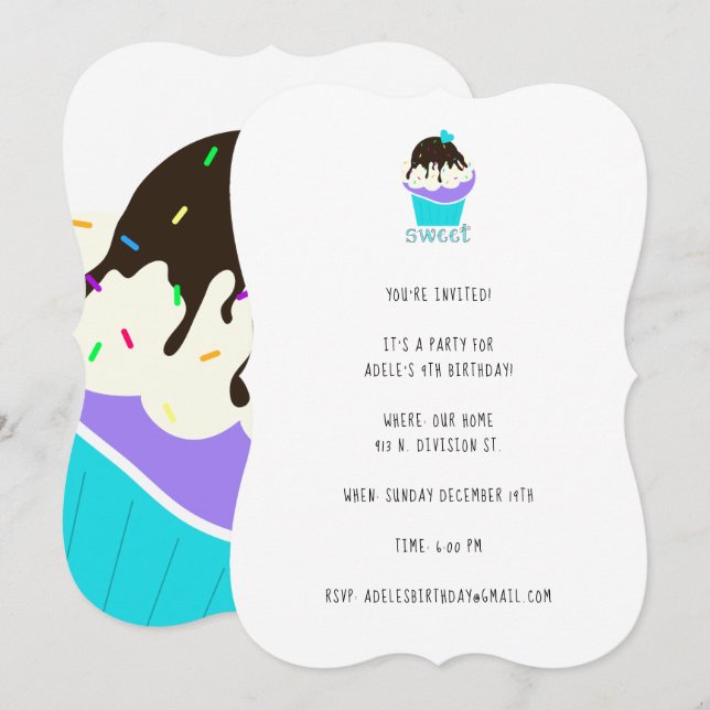 Invitación Pastel dulce (Anverso / Reverso)