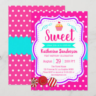 Invitación Pastel dulce Bebé Sprinkle Candy shoppe Cumpleaños