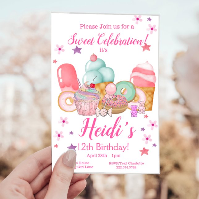 Invitación Pastel dulce, Crema de Hielo Cumpleaños, Cualquier (Subido por el creador)