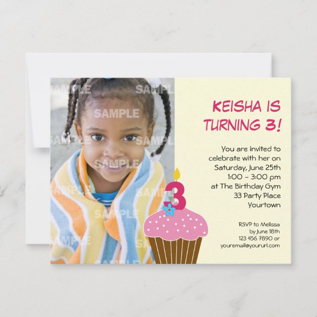 Invitación Pastel dulce Tercer Día de fiesta (Anverso)