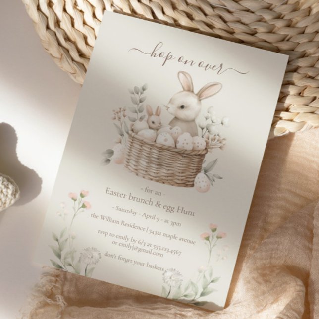 Invitación Pastel Easter Brunch & Egg Hunt Bunny Cestete Eggs (Subido por el creador)