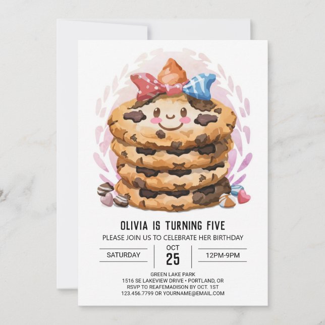 Invitación Pastel Editable Candy Cookies Cumpleaños (Anverso)