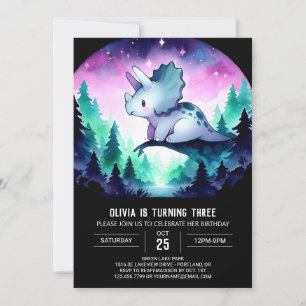 Invitación Pastel Editable Triceratops Cumpleaños