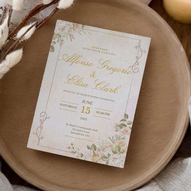 Invitación Pastel Elegant Boho Floral Watercolor Wedding (Subido por el creador)
