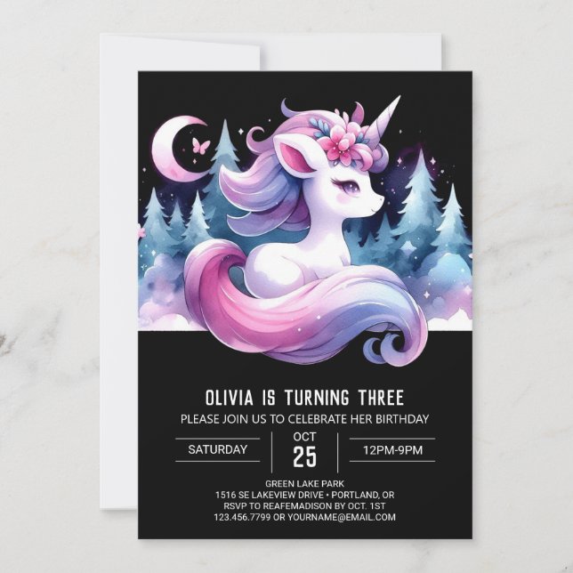 Invitación Pastel Elegant Horse Birthday (Anverso)