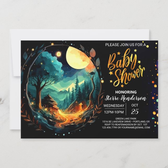 Invitación Pastel en el Baby Shower de Woods Boho (Anverso)