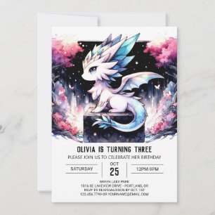 Invitación Pastel Encantado Dragón Cumpleaños