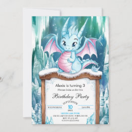 Invitación Pastel Encantado Dragón Cumpleaños