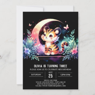 Invitación Pastel Encantado Tigre Cumpleaños