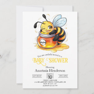 Invitación Pastel Enchanted Bee Baby Shower
