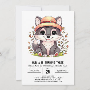 Invitación Pastel Enchanted Digital Wolf Birthday