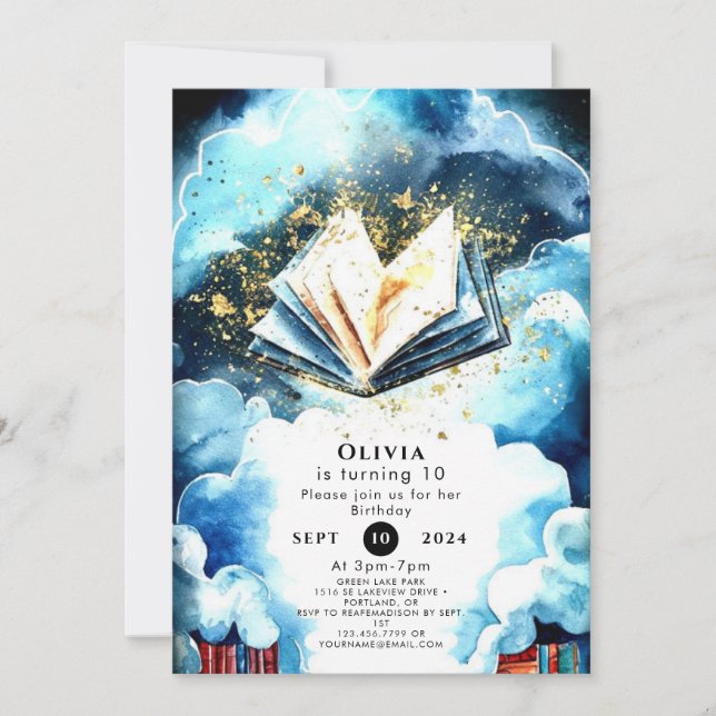 Invitación Pastel Enchanted Fun Storybook Cumpleaños (Anverso)